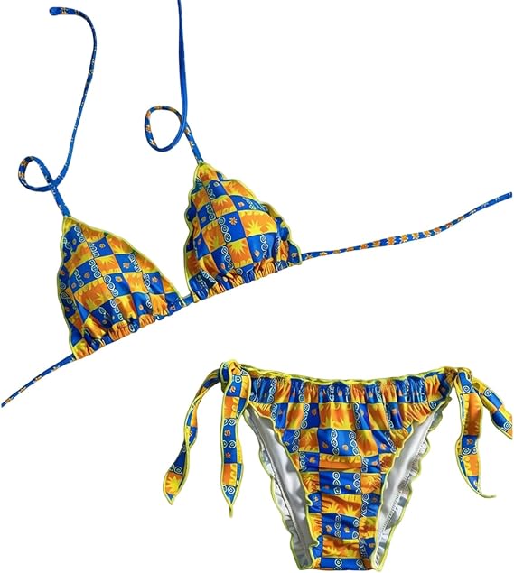 Piece Floral Pattern Bathing Suit Set Halterneck Thong Swimsuit with Adjustable Strap for Sunbathing Surfing High Waist Swimsuit