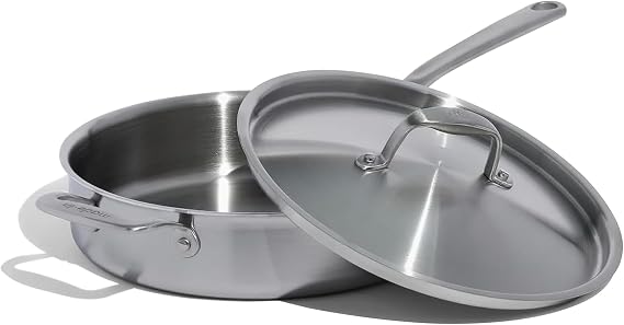 Made In Cookware - 3.5 Quart Stainless Steel Saute Pan - 5 Ply Stainless Clad - Professional Cookware - Induction Compatible Italy