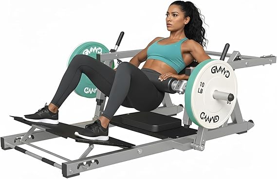 GMWD Hip Thrust Machine, 800LBS Plate-Loaded Glute Bridge Machine with Weight Holder, Heavy Duty Butt Exercise Equipment for Glute Muscles Building and Butt Shaping, Adjustable Footboard