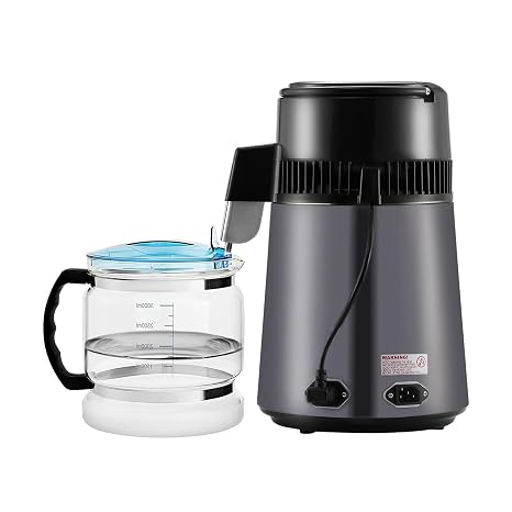 Water Distiller, 4L 1.05 Gallon Pure Water Purifier Filter for Home Countertop, 750W Distilled Water Maker, Stainless Steel Interior Distiller Water Making Machine to Make Clean Water, Gray