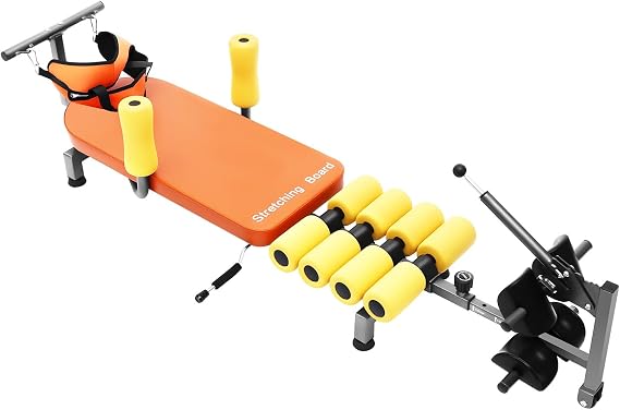 Back Stretch Bench, Lumbar Decompression Table with 8 Positions Length Adjustment Back Stretcher Machine Adjustable Weight Training Bench for Lower Back Pain Relief Capacity 286.6LBS