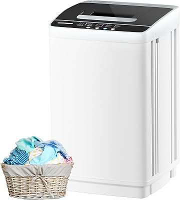 Haddockway Portable Washing Machine,Compact Laundry Washer Energy Saving,1.77Cu.ft Top Load Washer,10 Programs 5 Water Leves,Full-automatic Washer and Spinner with LED DisplayDrain Pump for Home,Dorm