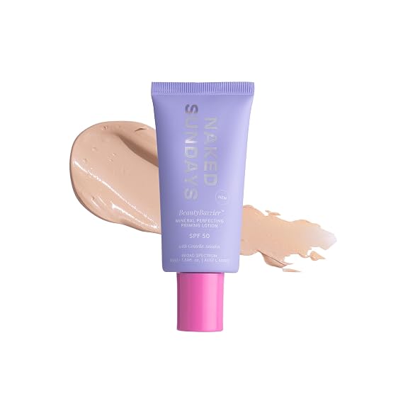 Naked Sundays SPF 50 Mineral Sunscreen Priming Lotion, BeautyBarrier, 50ml