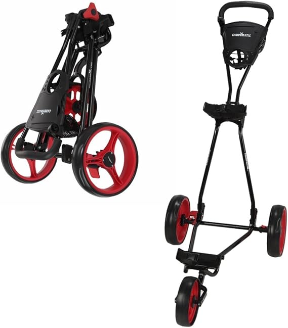 Golf Continental 3 Wheel Folding Golf Push/Pull Cart Black/Red