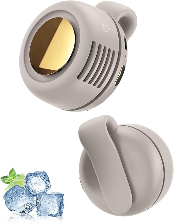Mini Clip-On Fan,3-Speed Hands-Free Neck Fan for Travel & Office (White) | 3-in-1 neck,hand,desk| Durable ABS| 3-speed quiet| Flexible strap + clip| 900mAh USB-C 5hr, 1hr fast charge