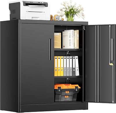 Oakcloud Oakmont Metal Storage Cabinet for Tool Organization, 36 Lockable Garage Storage Cabinets with 2 Doors and 4 Adjustable Shelves, Locking File Cabinet for Office, Home, School 36”-Black