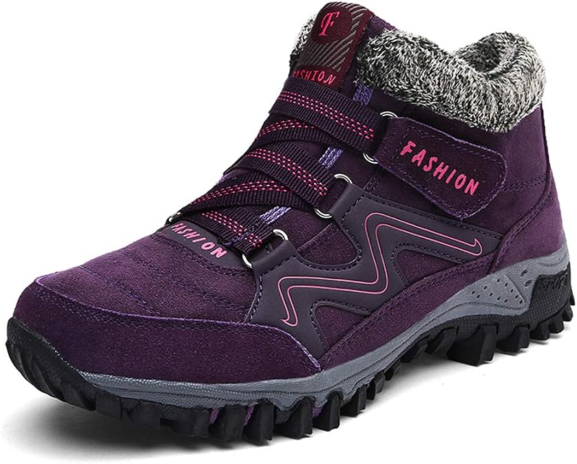 Men's Outdoor Snow Boots Winter Hiking Trekking Warm Climbing Shoes Booties Mid Top Fur&Plush Fashion Lace-Up