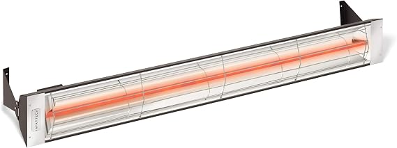 Infratech W-4024 BL Stainless Steel Fixture Single Element Electric Patio Heater 61.25" Long, 4000 Watt, 240 Volts, Black Finish