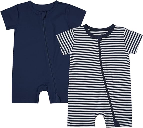 Teach Leanbh Unisex Baby 2 Pack Pajamas Cotton Short Sleeve Romper Jumpsuit