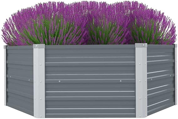 vidaXL Raised Garden Bed 50.8"x50.8"x17.7" Galvanized Steel Gray | Perfect for growing all sorts of plants and flowers, Made from tough galvanized steel,