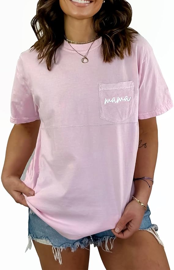 Breastfeeding Shirts for Women Mama Zipper Nursing Tops Distressed Maternity Tees with Pocket