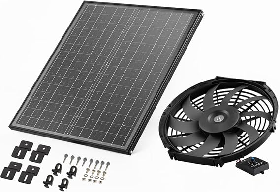 VEVOR Gable Mount Fan, 12 Inch Solar Power Attic Exhaust Fan with Adjustable Thermostat & Outer Mesh, 1300 CFM House Ventilator Cools Up to 1850 Sq.Ft, Quiet Ventilation for Roof, Garage, Shop, Black