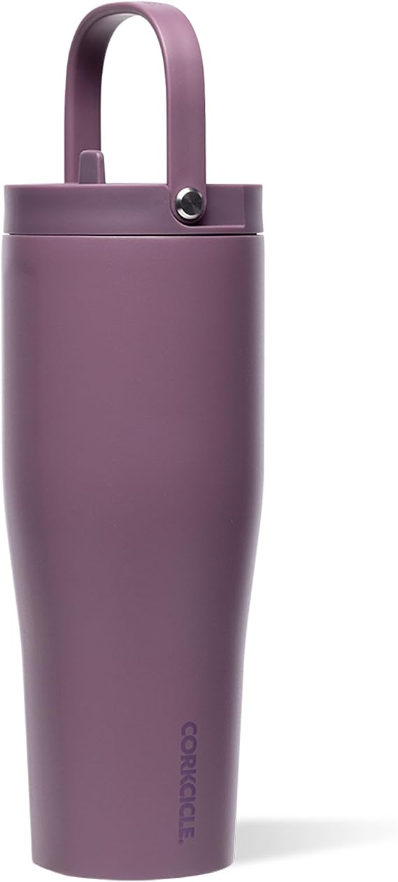 Corkcicle Go Cup XL - Leak-Proof Travel Tumbler - Triple Insulated Stainless Steel Water Bottle - Easy-Carry Handle - Summer Drinkware Gift - Keeps Drinks Ice Cold - 30 oz - Mauve
