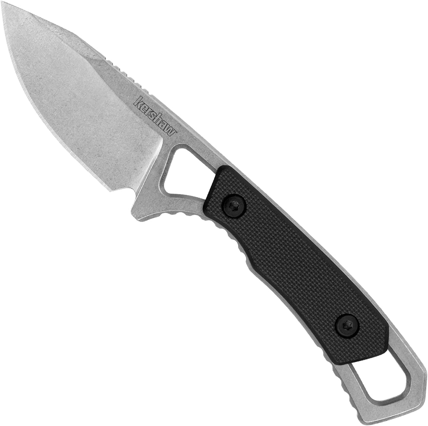 Kershaw Brace Drop Point Pocket Knife, 2-in. Blade, Molded Neck Sheath, Fixed Blade 2085 , Black