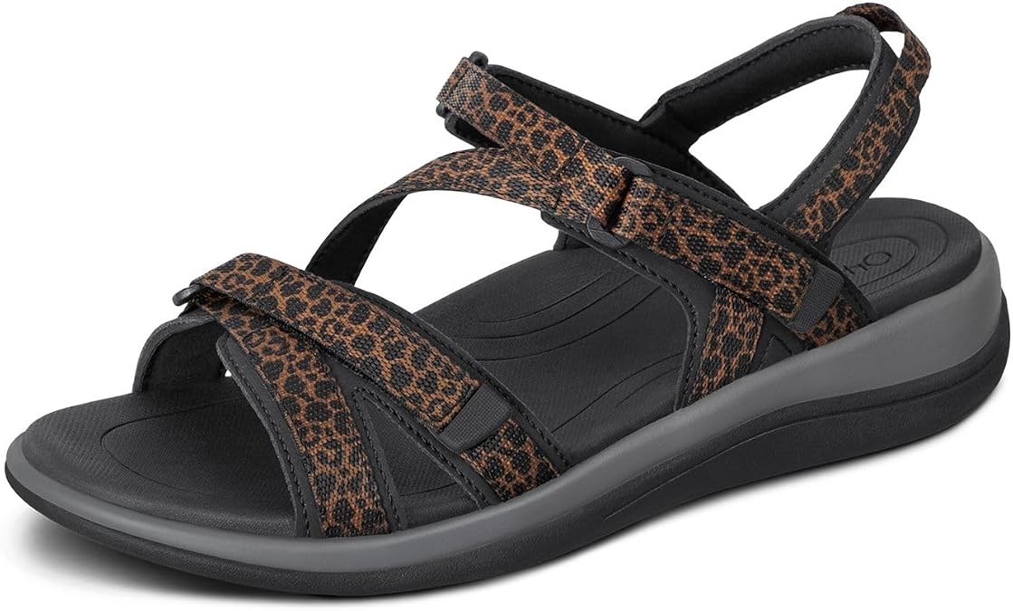 Orthofeet Lake Orthopedic Women's Sandals | Triple Adjustable Straps, Water-Friendly with Arch Support, Ergonomic Cushioning, Wide Toe Box for Comfort Casual Outings