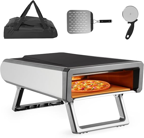 12" Outdoor Pizza Oven Gas Fired Pizza Maker,Portable Gas Pizza Oven with Accessories Kit,Portable Maker Accessories for Backyard Camping Outside