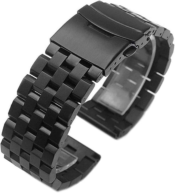 Kai Tian Stainless Steel Watch Band Compatible with Samsung Gear S3 Frontier Bands/Galaxy Watch 3 45mm/Galaxy Watch 46mm(2019), 22mm Solid Metal Watch Bracelet Strap Black Silver Two Tone