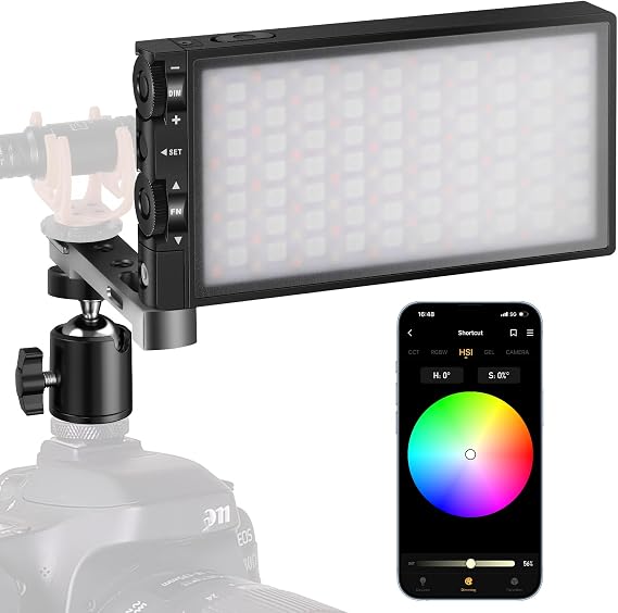 Pixel G1s RGB Video Light with APP Control, 12W 210 Minutes Rechargeable Battery LED Camera Light, 10 Common Lighting Effects, CRI97 2500-8500K LED Video Light with Aluminum Alloy Body