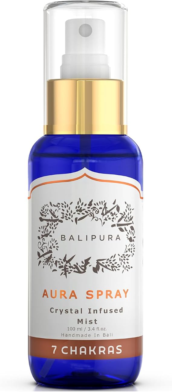 7 Chakra Aura Crystal Mist Spray with Frankincense, Sweet Orange, and Frangipani - Energy Cleansing and Spiritual Harmony