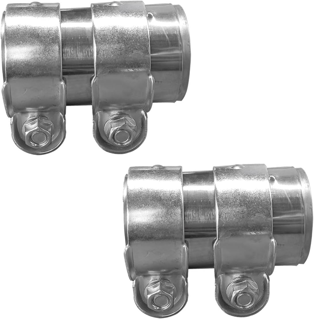 2.5 Inch Automotive Exhaust Clamp, Stainless Steel Butt Joint Band Clamp Sleeve Coupler, Universal Tube Connector Exhaust Clamp for Mufflers, Tubes