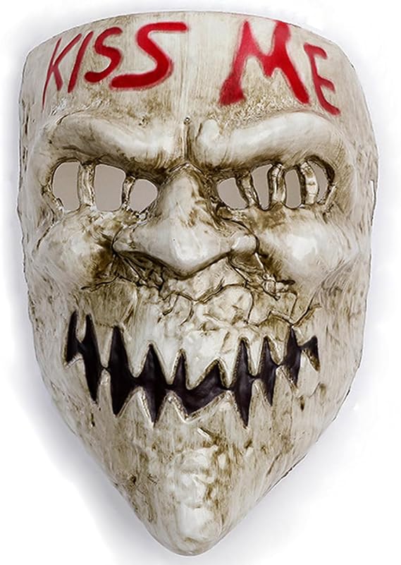 Gmasking 2020 PVC Election Horror New Year Kiss Me Cosplay Mask Adult Halloween Party Costume Props (Red-Tooth)