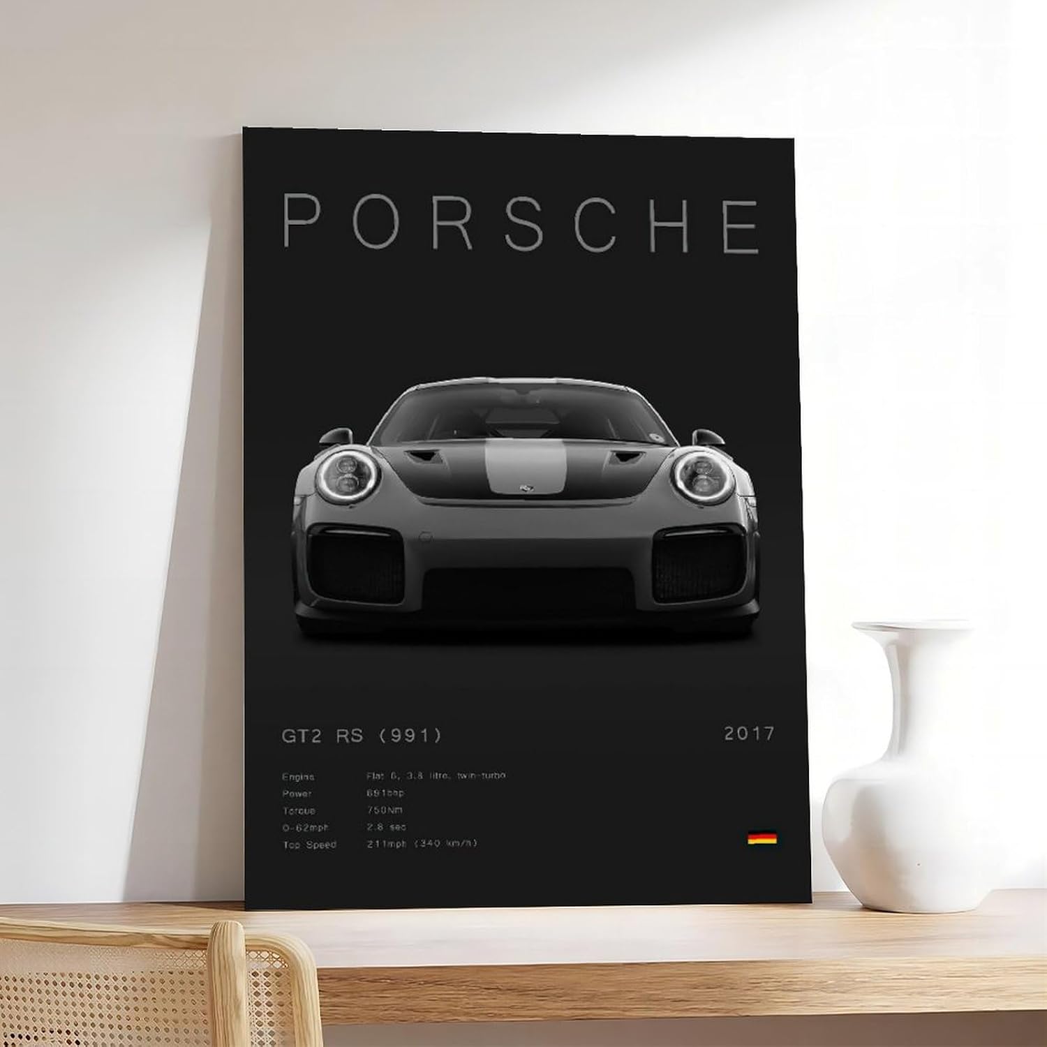 ERWYN Car Poster Walls Canvas 911 GT3 RS Turbo Carrera Posters Wall Art Canvas For Boys Room Banner For Man Cave Garage Bedroom Unframe-style 12x18inch30x45cm