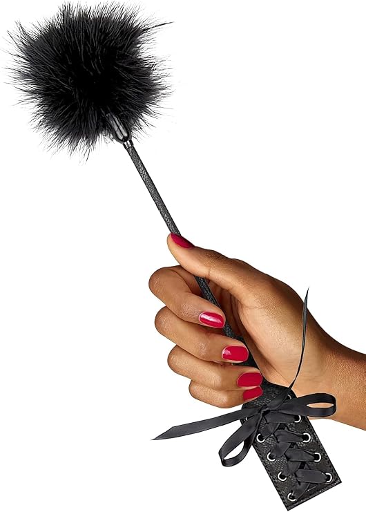 Feather Tickler for Couples, French Tickler for Role Play, Feather Ticklers Teasers Black 16"