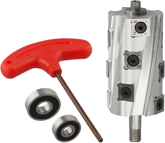 Woodworking Electric Planer Shaft Aluminium Alloy Spiral Hand Held with Steel Core and 12 Blades for Dongcheng FF 82x1 115mm Length Silver