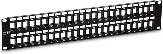 TRENDnet 48-Port Blank Keystone 2U HD Patch Panel, TC-KP48, 2U 19 Metal Rackmount Housing, HD Keystone Network Patch Panel, Recommended w/TC-K25C6 & TC-K50C6 Cat6 Keystone Jacks (Sold Separately)
