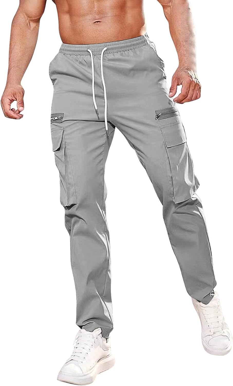 Jogging Pants Men with Pockets Athletic Pants Substantial Workout Outdoor Elastic Waist Tapered Joggers Going Out