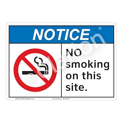 Notice No Smoking Sign F1111-|Weatherable Polyester 18 X 12 Self Adhesive Back|ANSI Signs|Sign for Manufacturing, Medical, Power Stations, Chemical Plant, Fuel Storage, Public Buildings