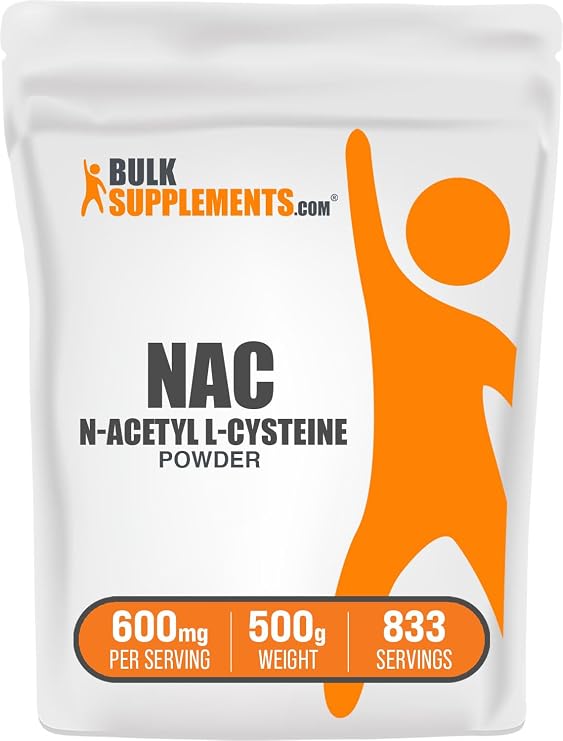 NAC Powder - N-Acetyl Cysteine 600mg, NAC Supplement - Antioxidant Support, Gluten Free - 600mg per Serving, 833 Servings, 500g 1.1 lbs (Pack of 1)
