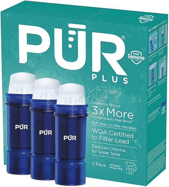 PUR Plus Water Filter Replacement for Pitchers & Dispensers, 6-Month Supply, 3 Count, Blue (PPF951K3)