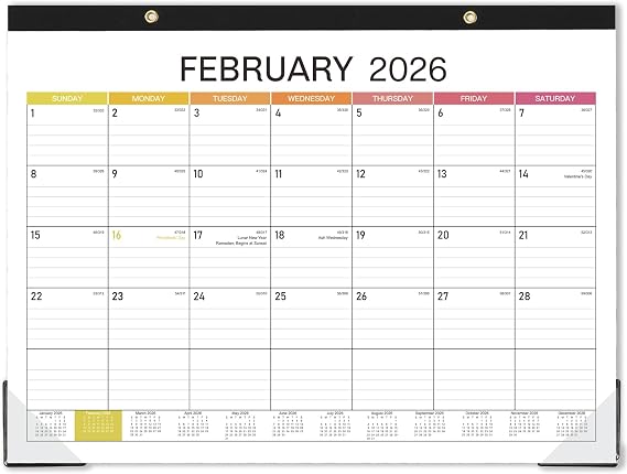 2026 Desk Calendar - Desk Calendar 2026, 14.8" x 11.4", Jan. 2026 - Dec. 2026, 12 Months Calendar, Large Ruled Blocks, Tear Off, Corner Protectors, Desk/Wall Calendar for Planning and Organizing