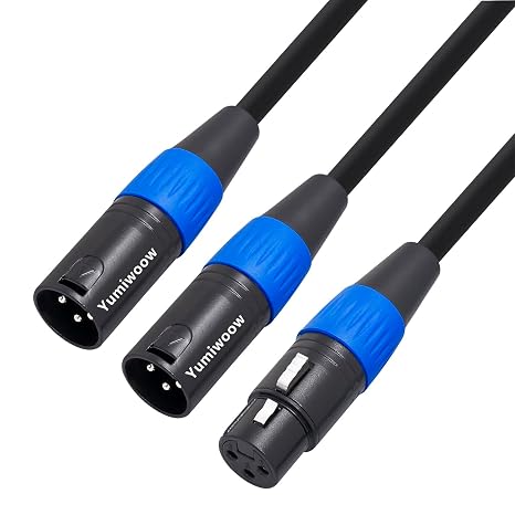 XLR Splitter Cable, Female to 2 Male, 1.6ft /0.5m, Balanced Microphone Splitter Cord Audio Adaptor