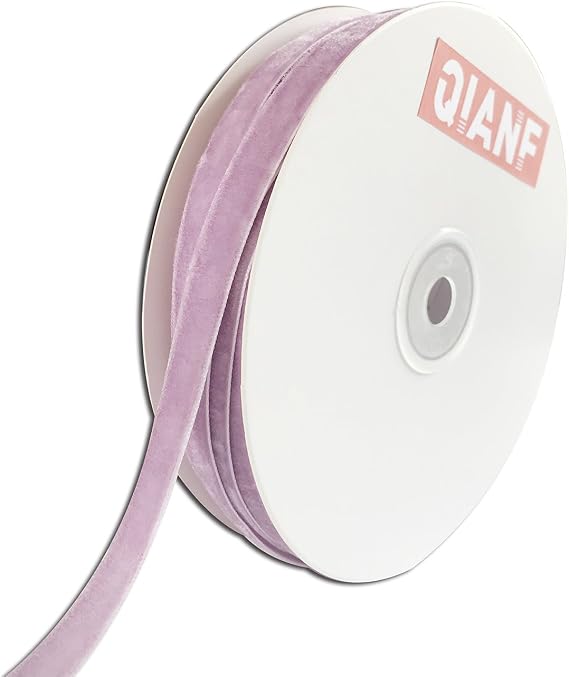 QIANF Vintage Lavender Velvet Ribbon, 3/8 Inch X 25Yd