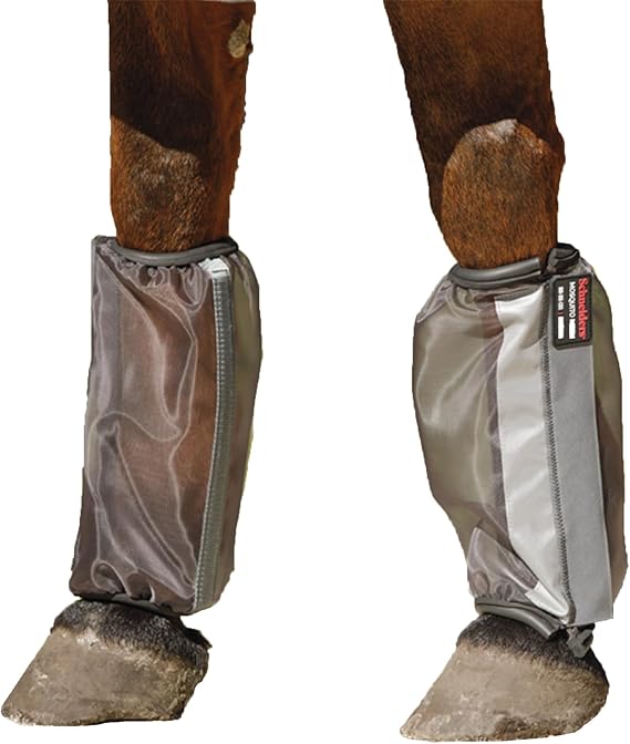 Schneiders Mosquito Mesh II Non-Fitted Pony Fly Boots | Set of 4 | Enhanced Leg Protection & Airflow | Reflective Safety Design | Color Gray