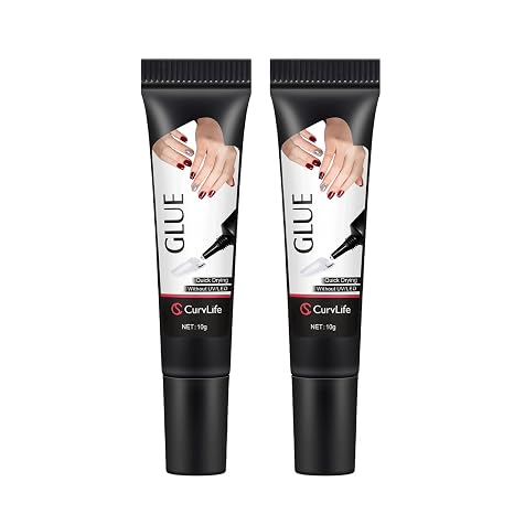 CurvLife Semi Solid Nail Glue, 10g*2pcs Strong Nail Glue for Press Ons