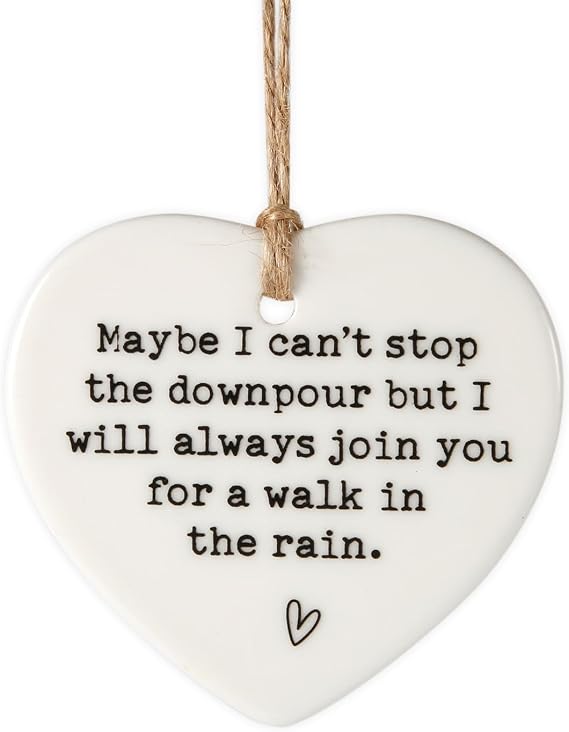 Maybe I Can't Stop the Downpour Plaque, Gift for Friend Women Bestie Sister | Ceramic Heart Souvenir Crafts Friendship Plaque Tough Time Gift Hang Sign Ornament for Wall Door Decors
