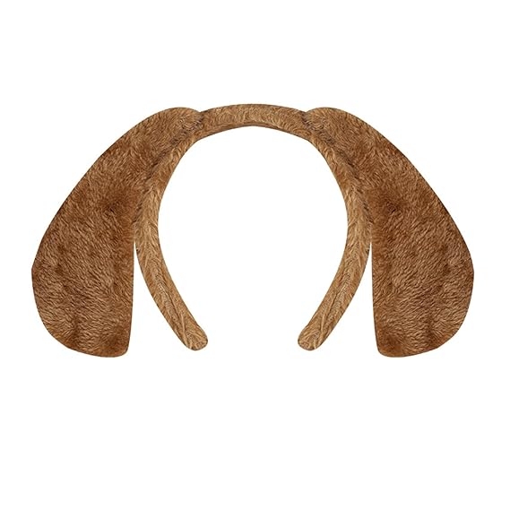 Dog Ears Headband, Cute Plush Animal Dog Ear Headbands Halloween Christmas Party Headwear Hair Accessories (Coffee, One Size)