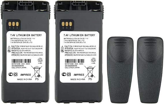 2X 7.4V 2800mAh NNTN7335B IMPRES Battery for XTS1500 XTS2500 PR1500 MT1500 Radios Replacement Li-ion Battery with Belt Clip