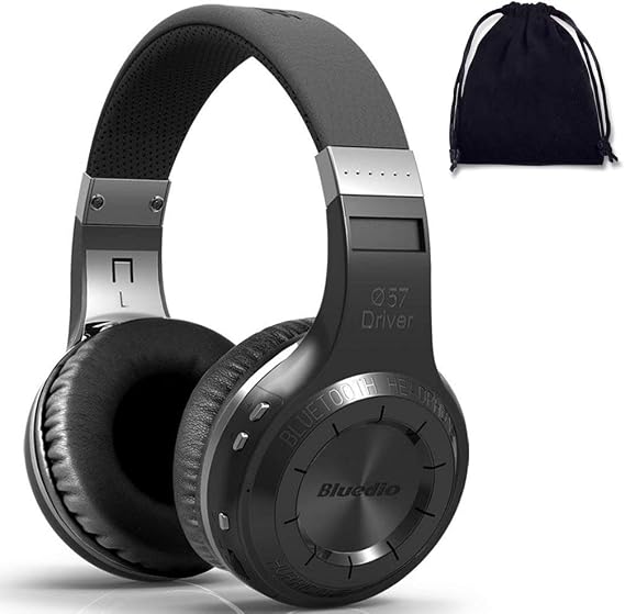 Bluedio H Turbine Wireless Bluetooth 5.0 Stereo Headphones with Mic, Shocking Bass Headphones with Storage Bag for Music Enthusiast, Voice Control (Black)