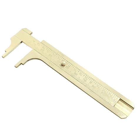 Piutouyar 100mm/4 Pocket Vernier Caliper Ruler, Brass, Double Scale