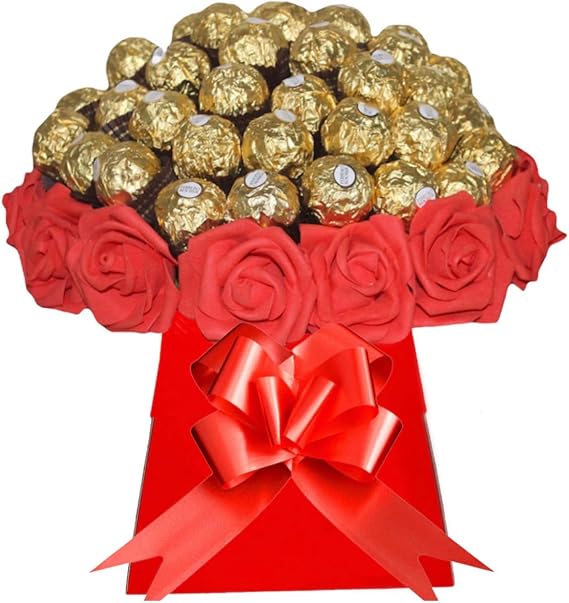 Large Chocolate Bouquet Hamper Ferero Rochr Pink Red Personalised Gift Box Sweets milk Candy Present (Grand premium large)