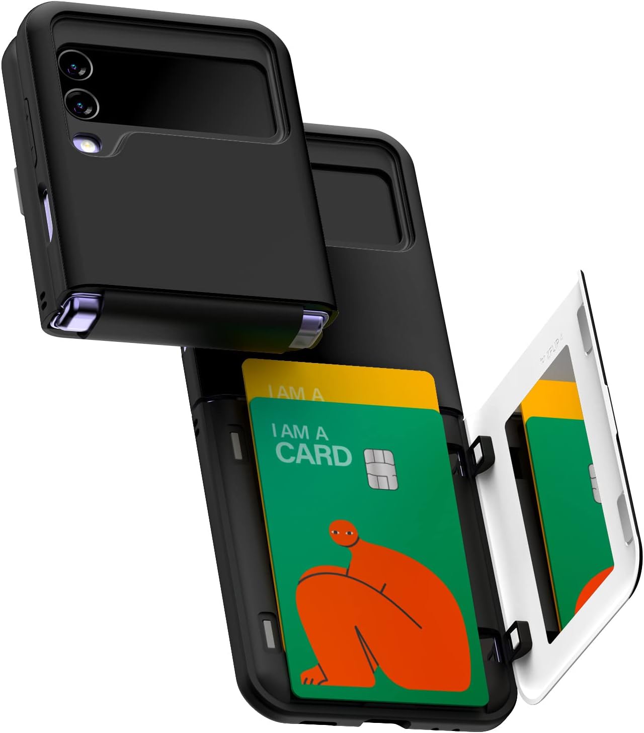 GOOSPERY Galaxy Z Flip 4  Z Flip 3 Wallet Case with Card Holder, Protective Dual Layer Bumper Phone Case, Black