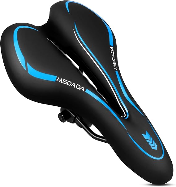 MSDADA Gel Bike Seat - Comfortable Bicycle Saddle with Extra Soft Cushion Padded for Men & Women - Waterproof Mountain, Road & City Bike Saddle