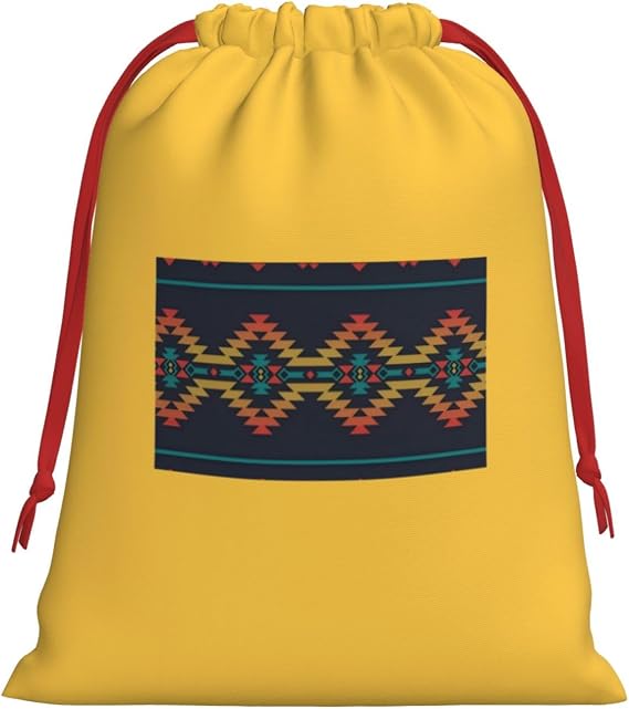 AMZJHGWEU Native southwest american indian aztec Christmas Gift Bags, Santa Wrapping Bags, Xmas Presents Bag With Drawstring, Holiday Party Favors Birthday & Christmas Gift (Large Medium Small)
