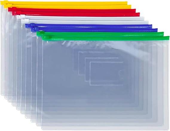 A4 Plastic Wallets 10Pcs, A4 Zip Wallets Document Folder, Storage Zip Lock Bags Paper File Folders Puzzle Bag for Stationary Office Supplies, Homework, Cosmetics, Travel Accessories