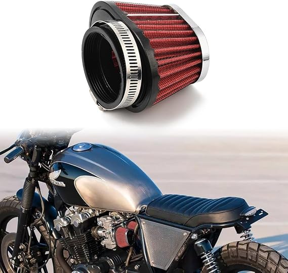 XhuangTech Motorcycle Air Filter, 51/55/60 mm Universal Fit High Performance Pod Air Intake Filter, Red Cold Air Intake Filter Replacement for Motorcycle/ATV/Dirt Pit Bike/Scooter (60 mm)