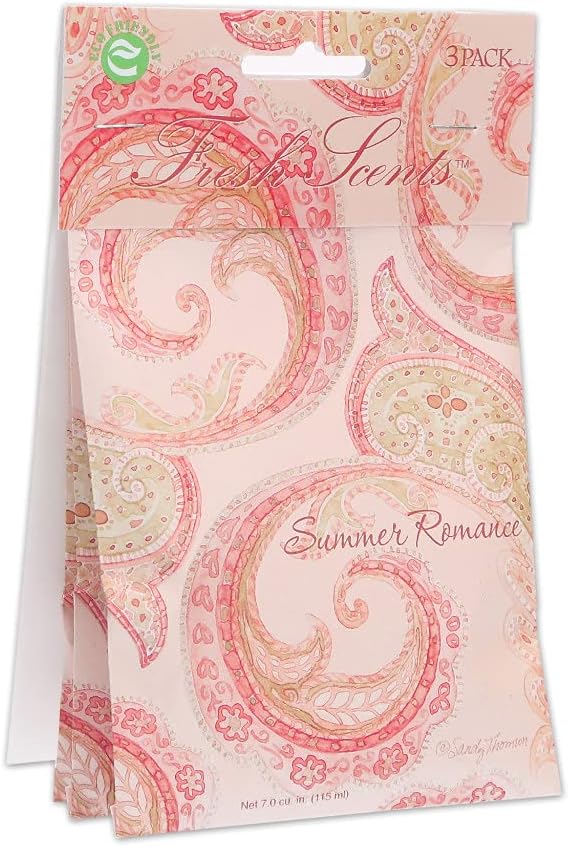 Willowbrook | Fresh Scents Scented Sachet Packet | Summer Romance | Air Freshener Bags for Drawers, Closets, Cars | 3 Pack | Long Lasting Home Fragrance